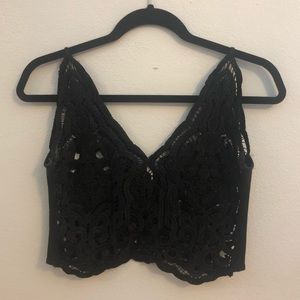 Black Mesh Crop Top